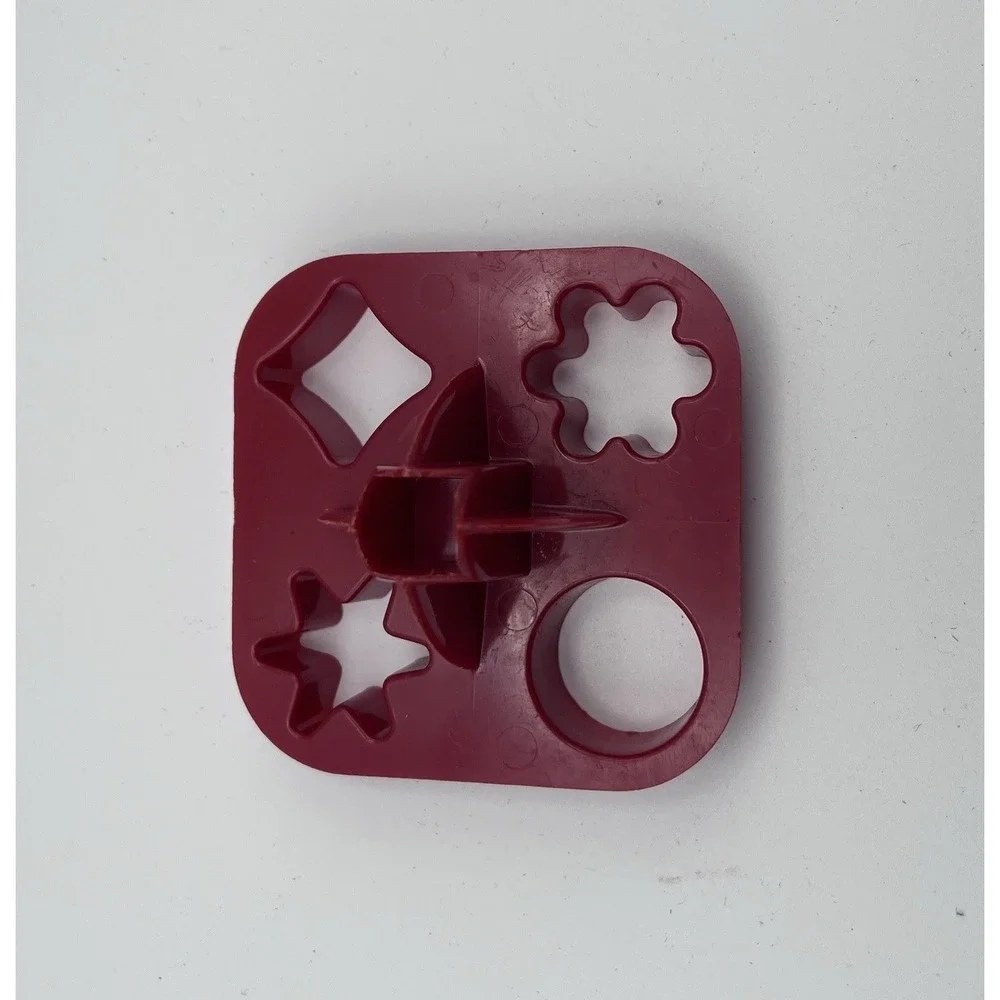 Vintage Tupperware 4-in-1 Cookie Cutter - Maroon Red Multi-Shape Press - Picture 2 of 4